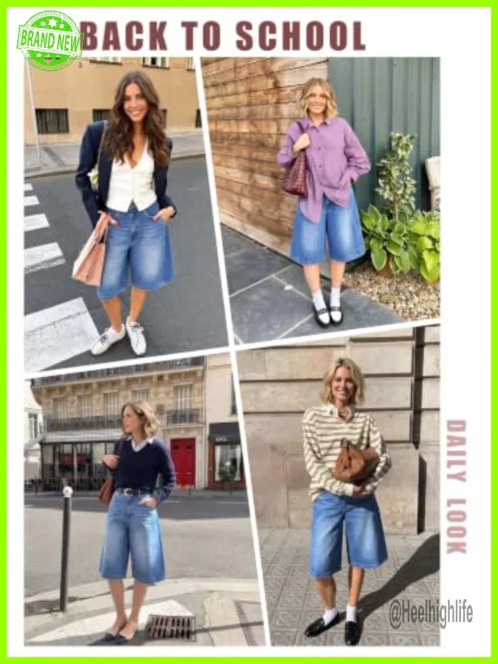 Baggy High Waisted Wide Leg Bermuda Denim Shorts Y2K